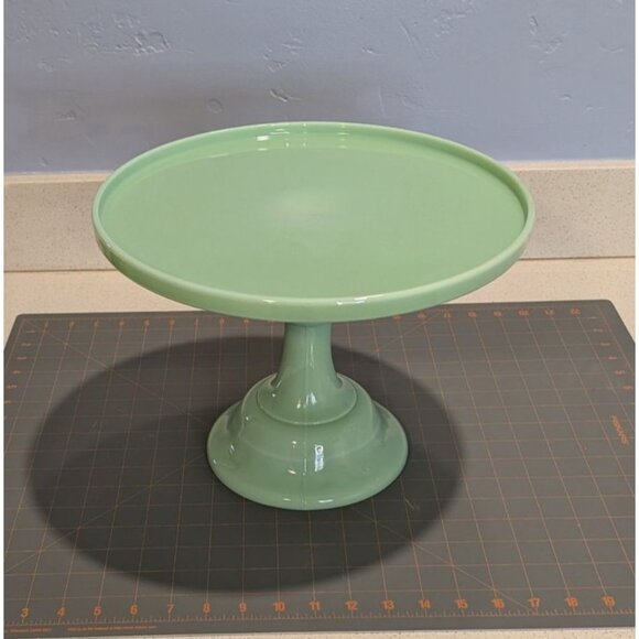 Mosser Glass Jadeite 9 in Pedestal Cake Stand Milk Glass USA decore - Picture 16 of 16